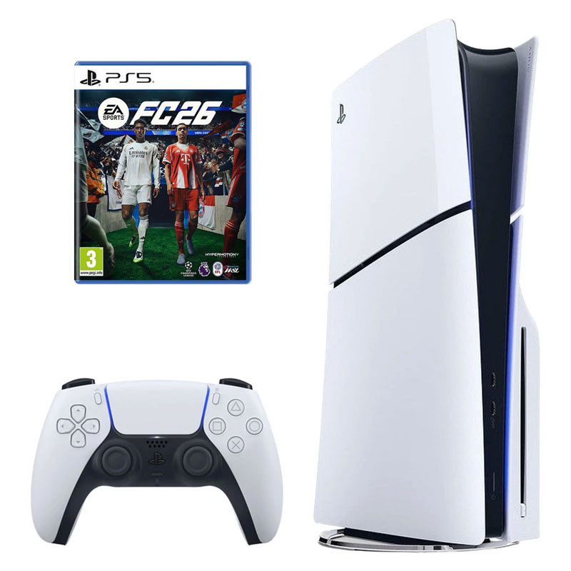 کنسول بازی سونی مدل PlayStation 5 Slim ریجن اروپا سری 2016A نسخه دیسک‌خور ظرفیت یک ترابایت به همراه بازی EA SPORTS FC 26