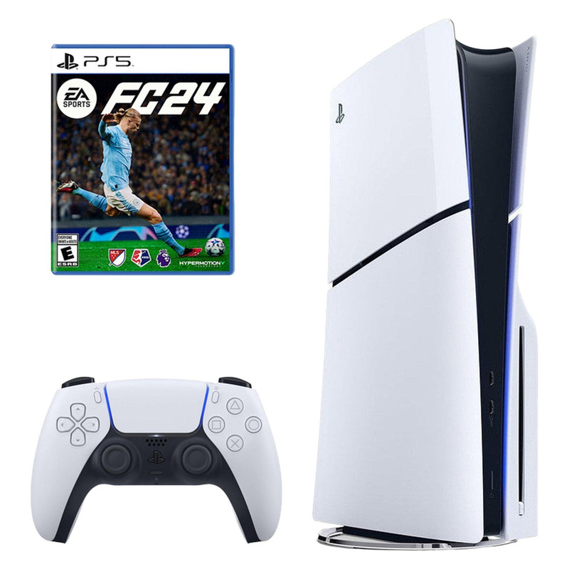 کنسول بازی سونی مدل PlayStation 5 Slim ظرفیت یک ترابایت ریجن 2000 آسیا به همراه بازی EA Sports FC 24